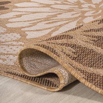 Zinnia Modern Floral Textured Weave Indoor/outdoor Runner Rug